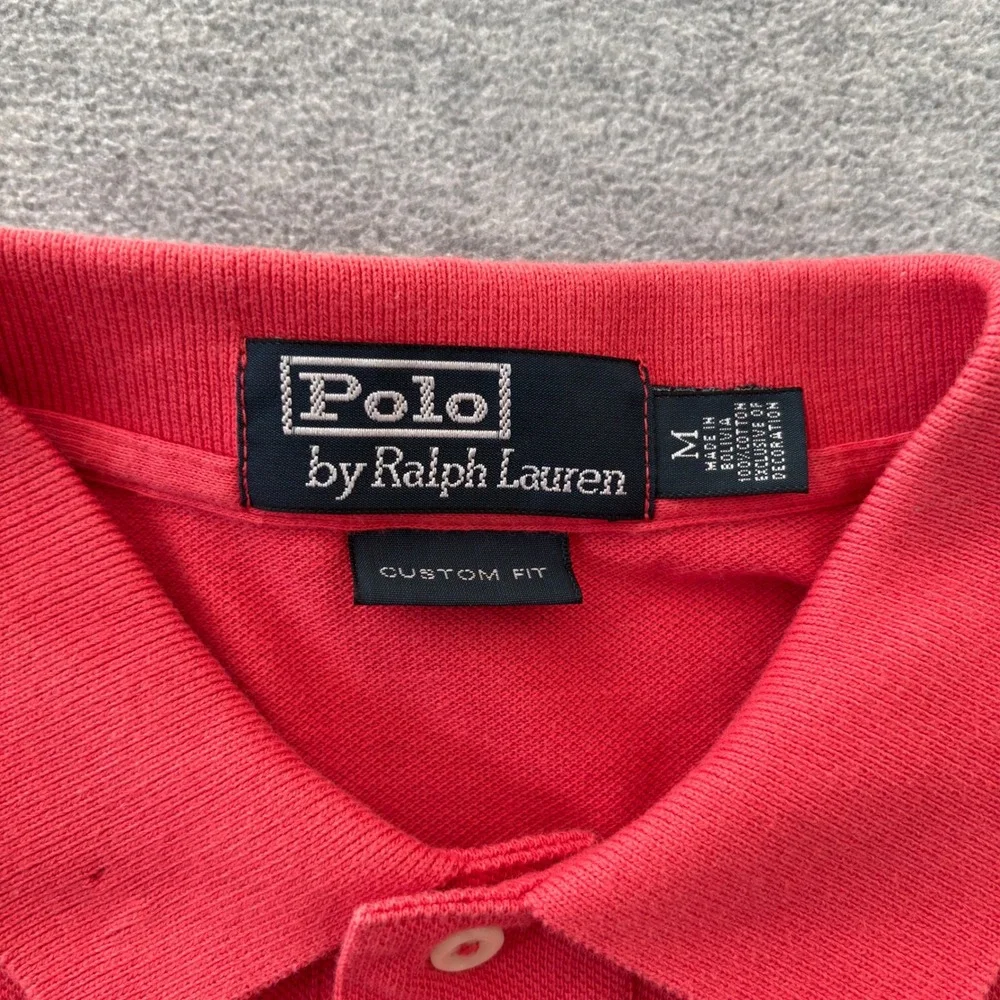 Polo Ralph Lauren Mens Custom Fit Short Sleeve Polo Shirt Red Medium Logo